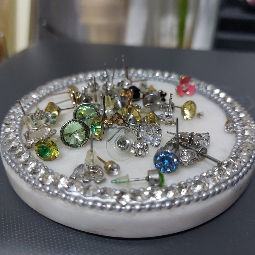 Pencil Clear Blue Organizer Jewelry Box Opens On BOTH SIDES with Compartments